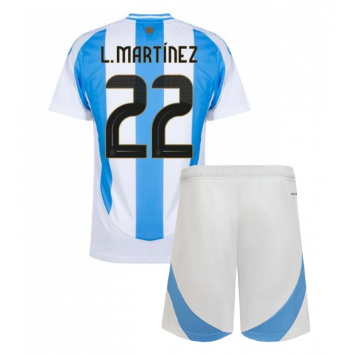 Dres Argentina Lautaro Martinez #22 Domaci za djecu Copa America 2024 Kratak Rukav (+ kratke hlače)